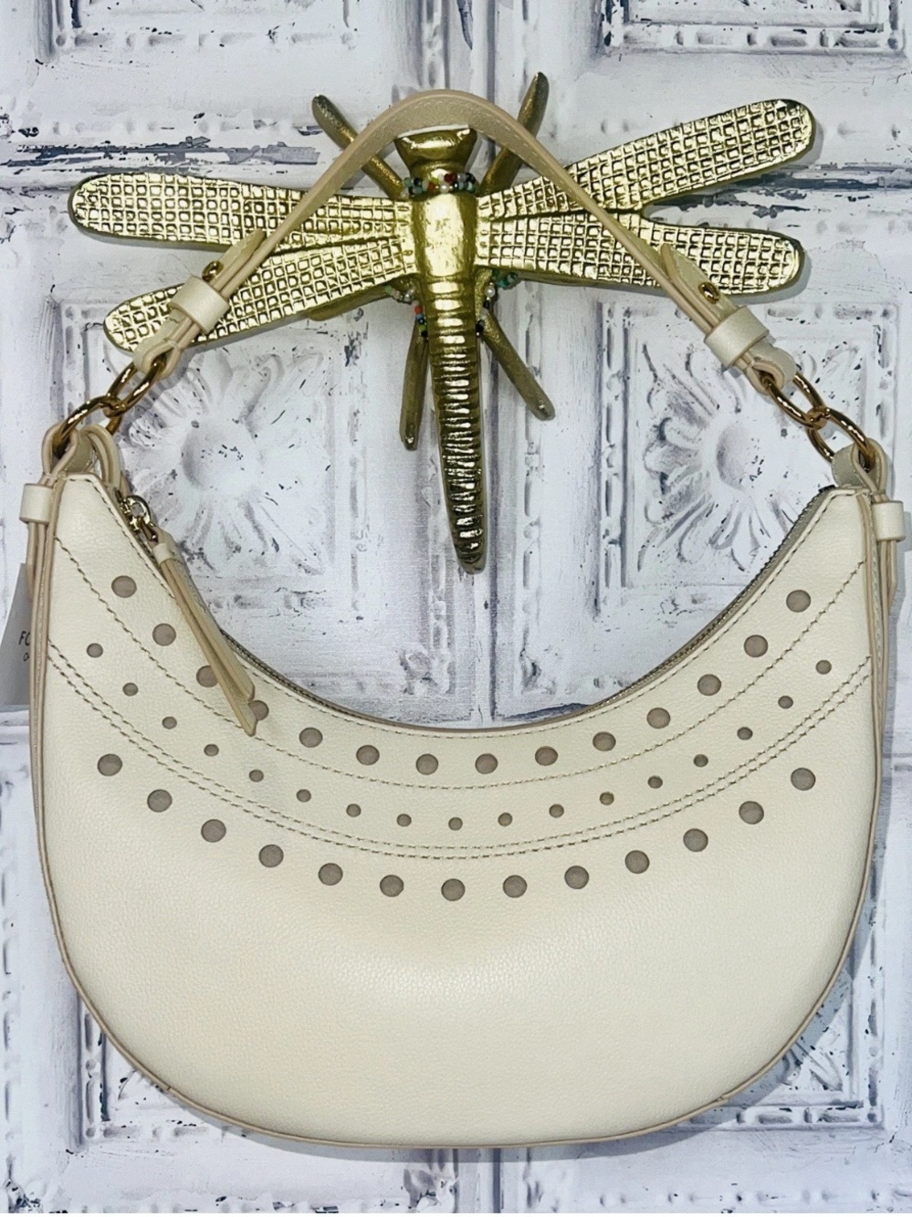 NWT Fossil Shae Leather Crescent Shoulder | Arm | Cross-Body Bag Cream - Picture 6 of 16